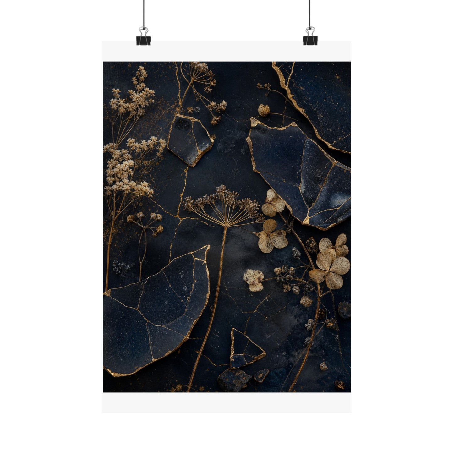 Dried Flowers Broken Beauty Wall Art Print | Healing Kintsugi Art
