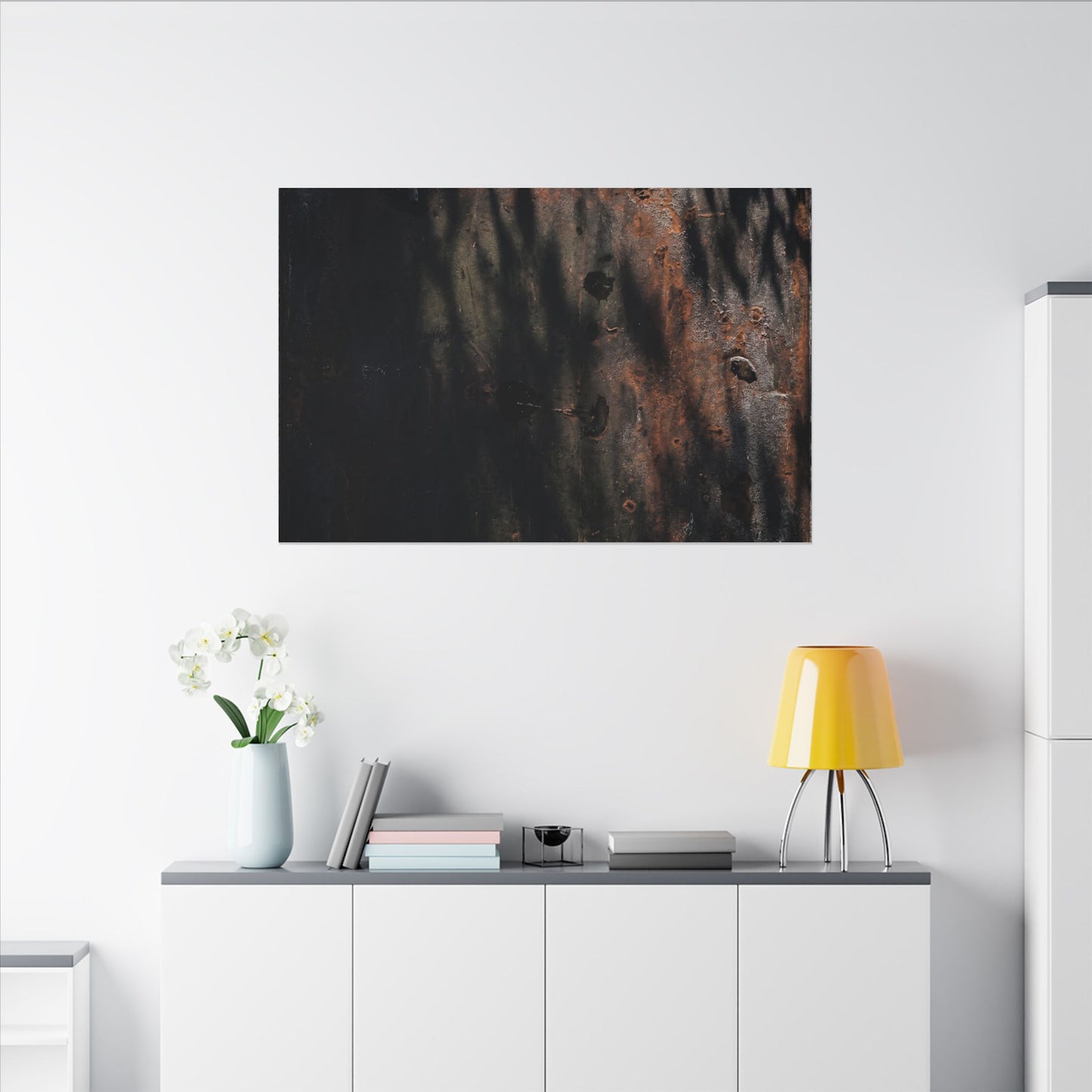 Rust Patina Shadow Zen Canvas Art | Luxurious Dark Japandi Art