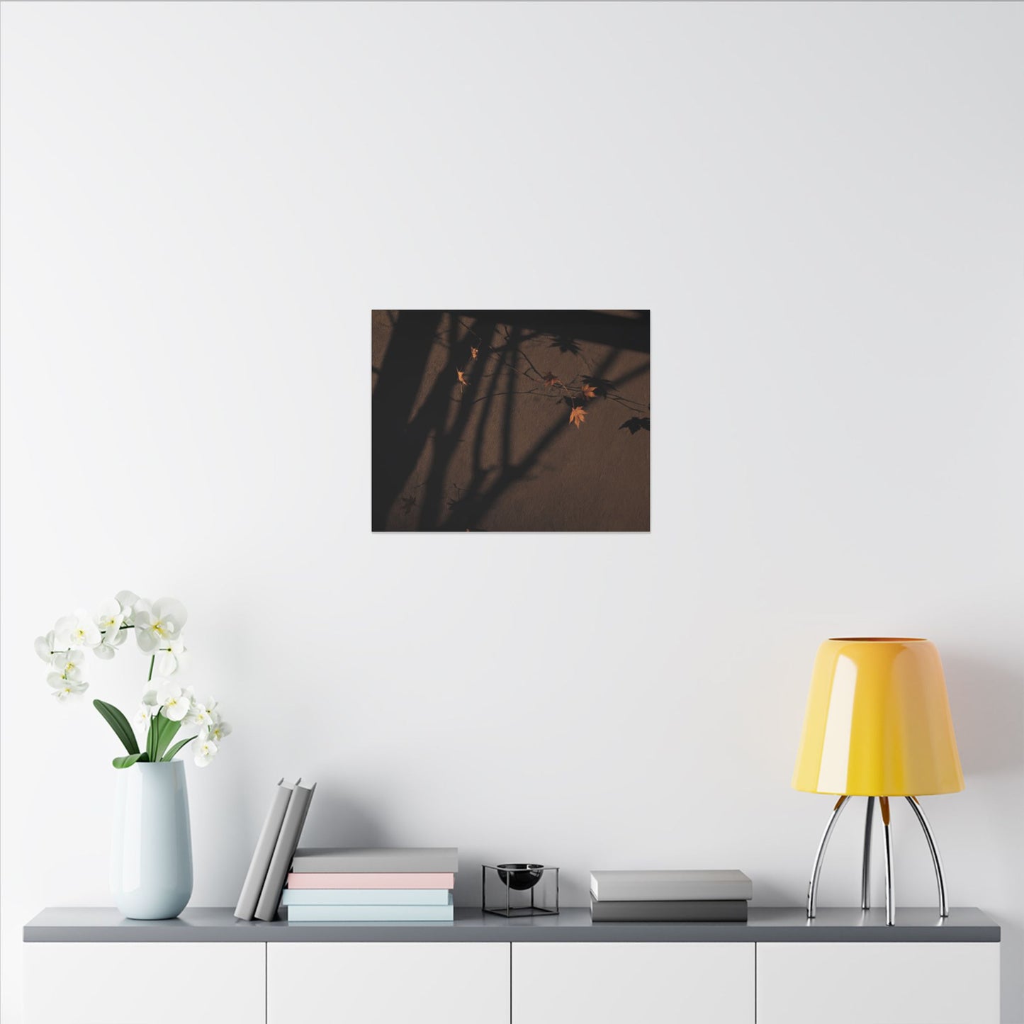 Shadow Play Autumn Canvas Art | Dark Japandi Luxurious Design