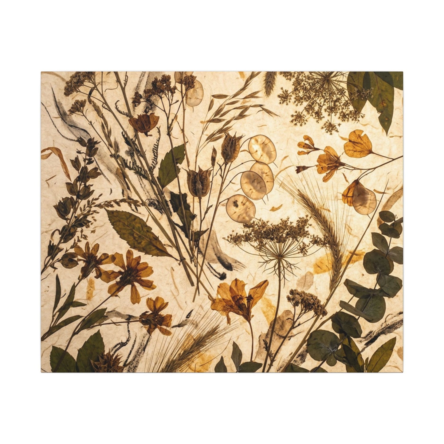 Dried Flowers Summer Canvas Art | Japandi Neutral Design