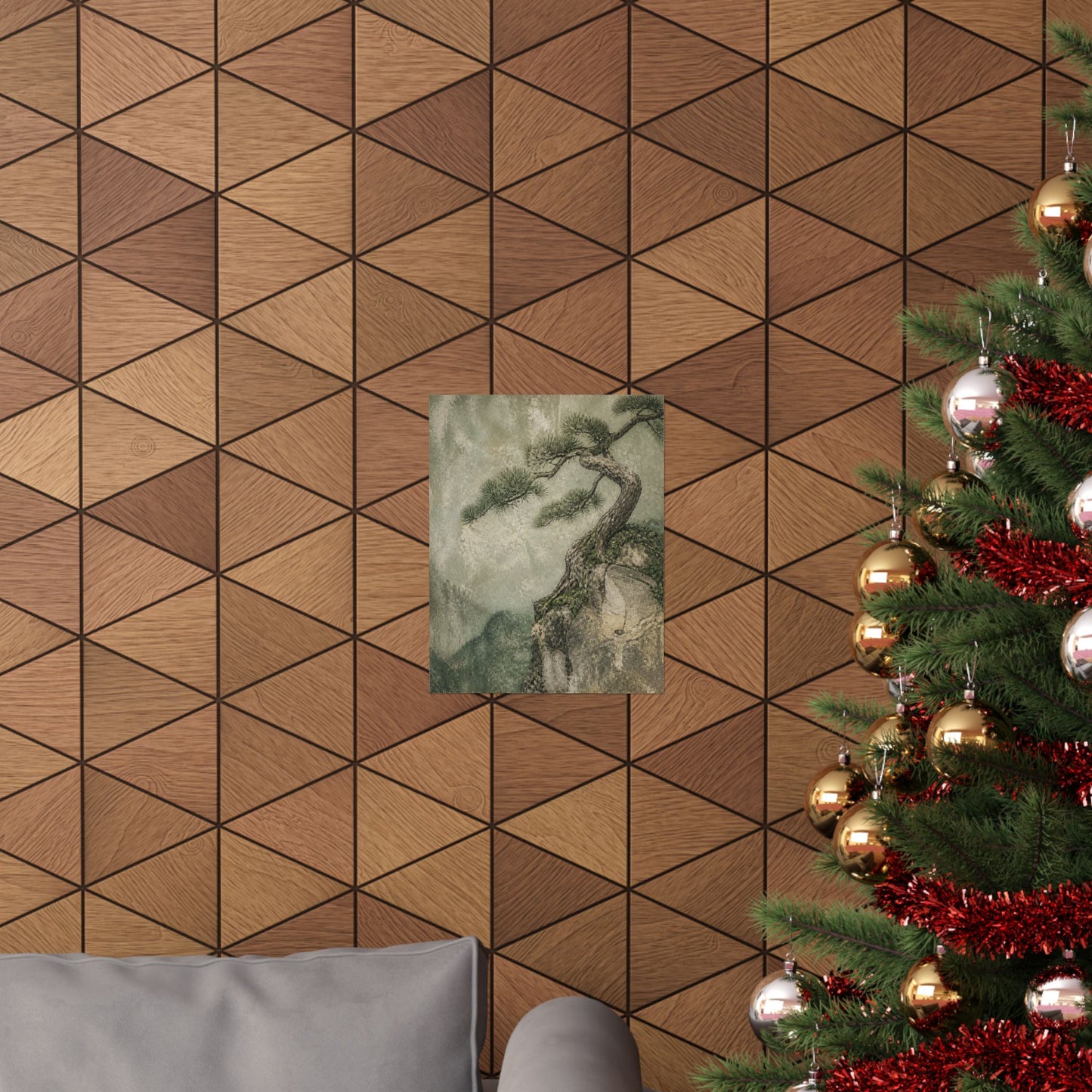 Japandi Pine Tree in Overcast | Texture Wall Art Print