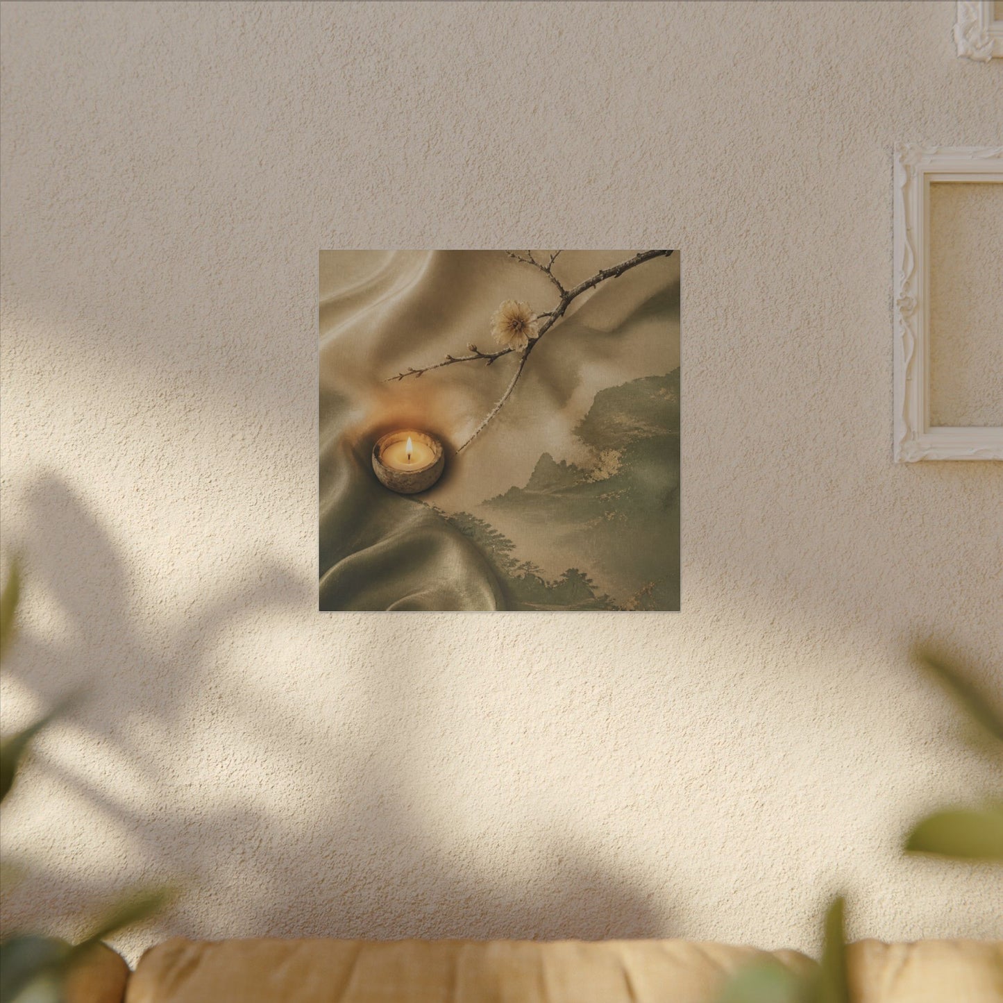 Silk Drape Japanese Pattern Canvas Art | Warm Japandi Art