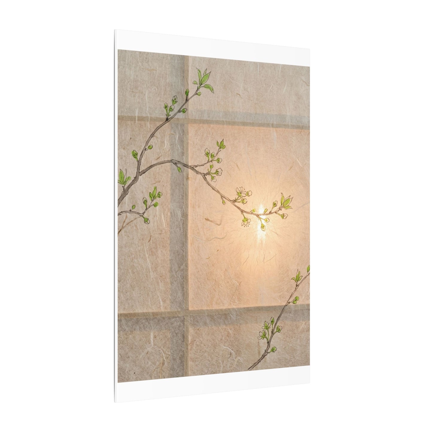 Warm Shoji Screen Canvas Art - Minimal Line Japandi