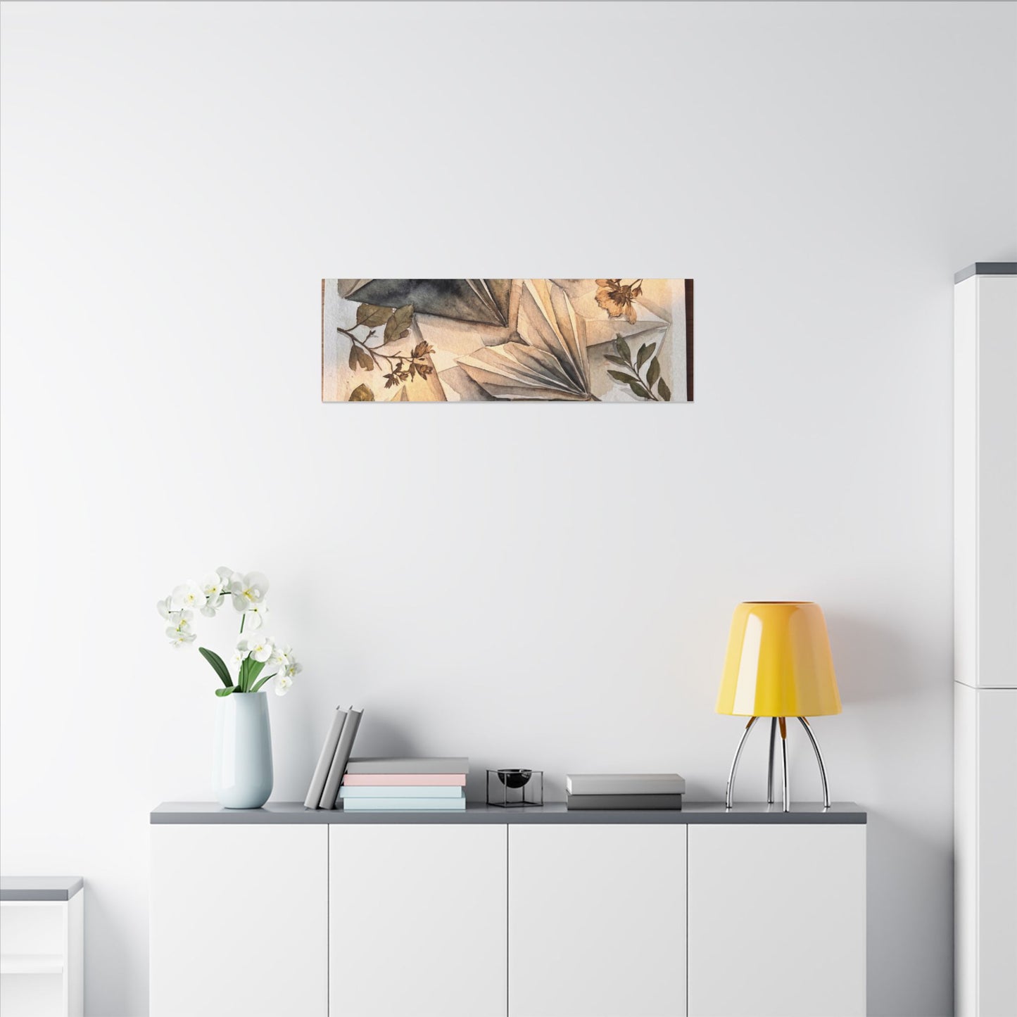 Golden Hour Paper Fold Canvas Art - Japandi Seijaku