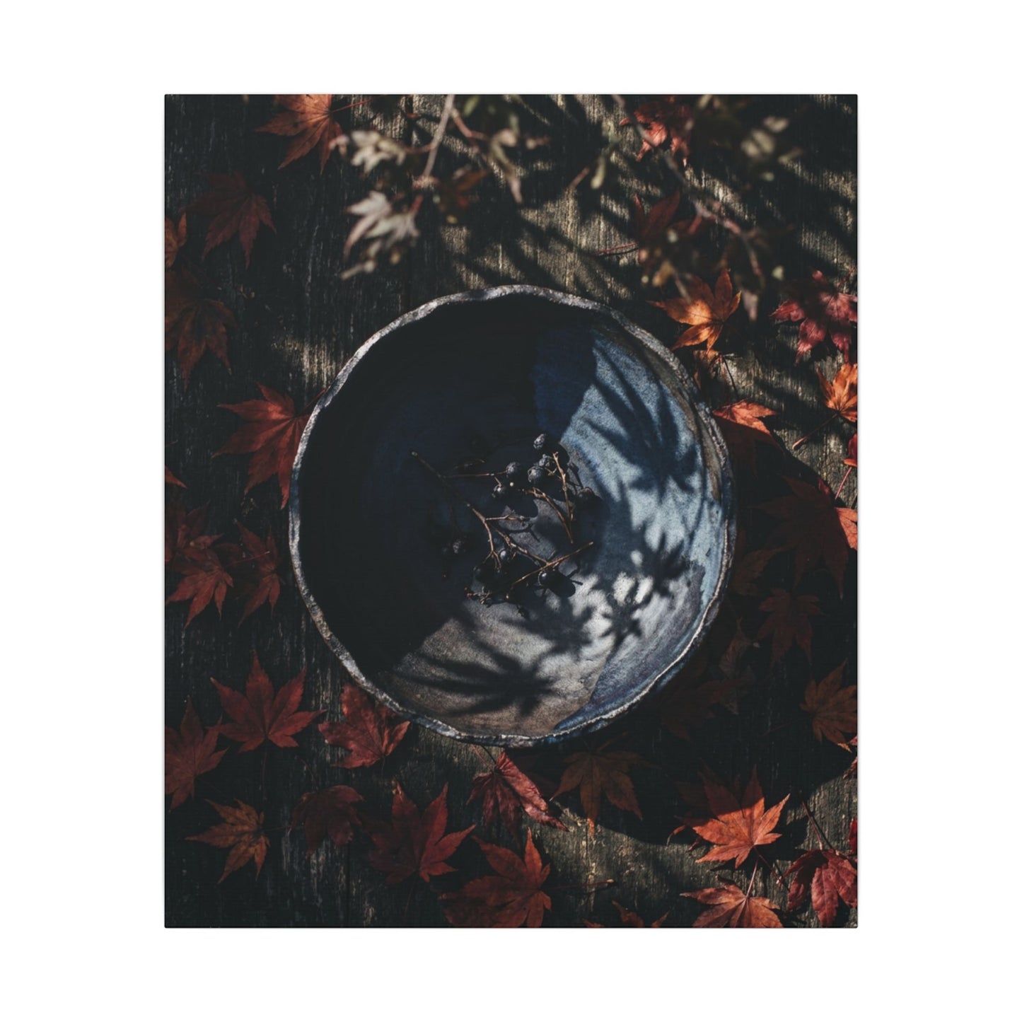 Autumn Ceramic Bowl Shadow Zen Canvas Art | Bold Decor