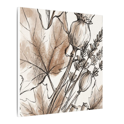 Neutral Dried Flowers Canvas Art - Minimal Line Japandi