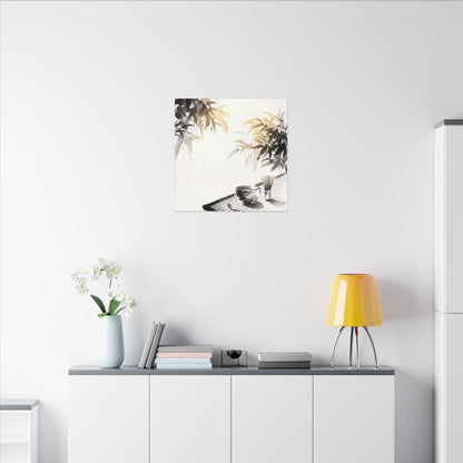 Tea Ceremony Sumi E Canvas Art | Serene Zen Art