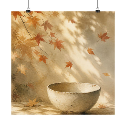 Ceramic Bowl Wall Art Print | Autumn Japandi Watercolor Art