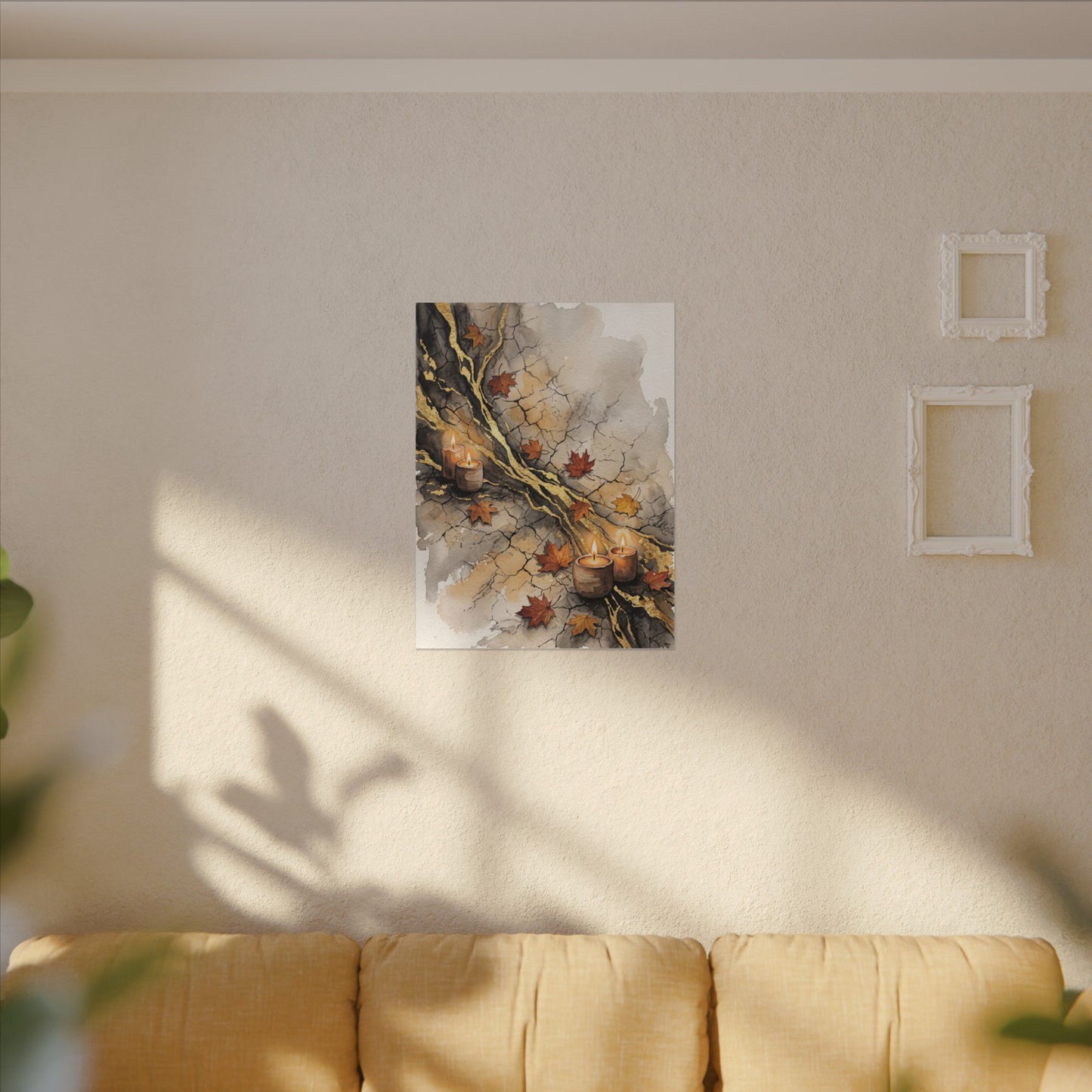 Cracked Earth Autumn Canvas Art | Japandi Warm Design