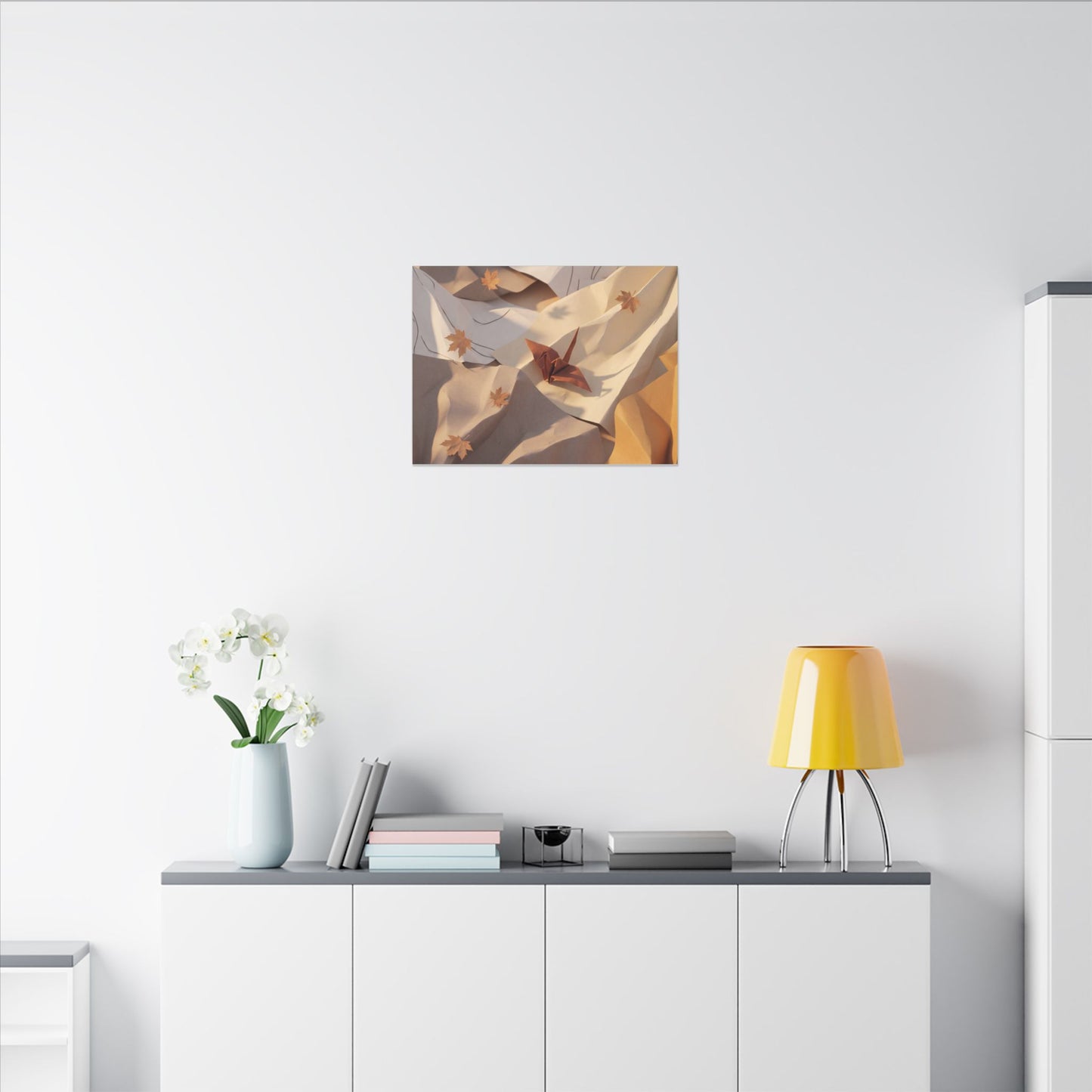Autumn Paper Fold Minimal Line Canvas Art | Cozy Decor
