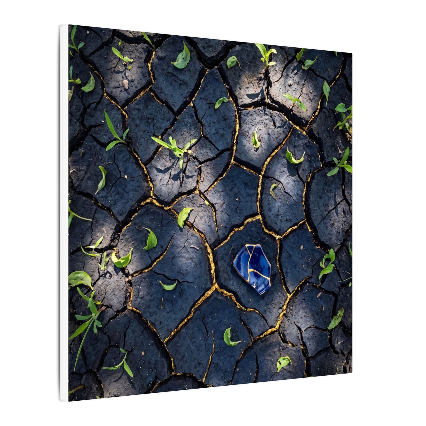 Cracked Earth Canvas Art | Spring Dark Japandi Moody Minimal Art