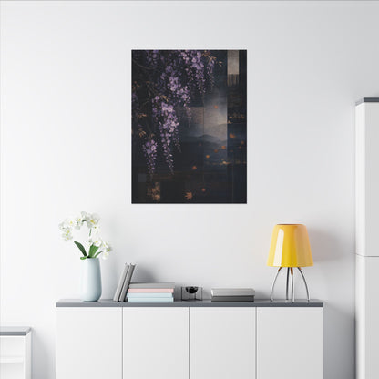 Dawn Wisteria Canvas Art - Dark Japandi Fukinsei