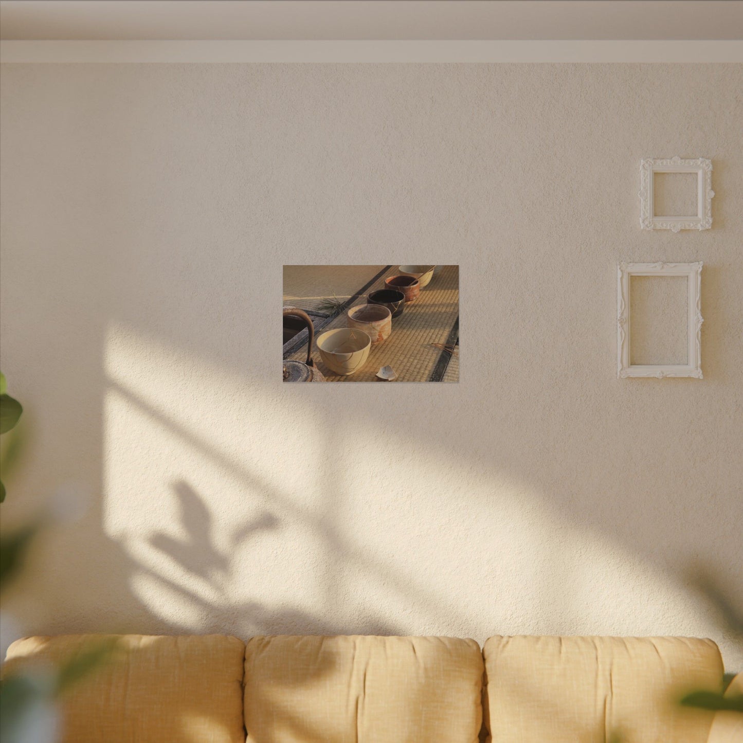 Kintsugi Tea Ceremony in Golden Hour | Gold Repair Canvas Art