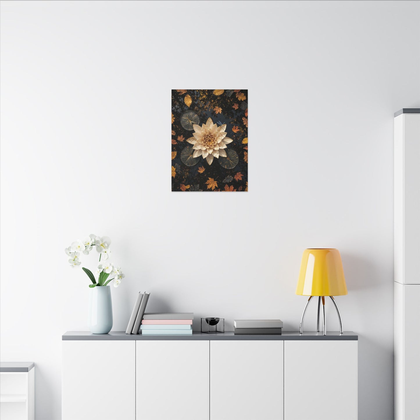Kintsugi Lotus Flower in Dappled | Gold Repair Canvas Art