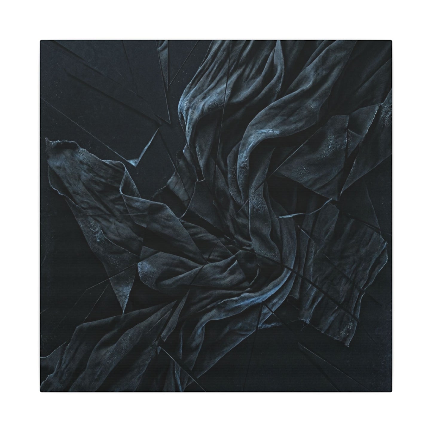 Dark Japandi Silk Drape in Moonlight | Moody Minimal Canvas Art