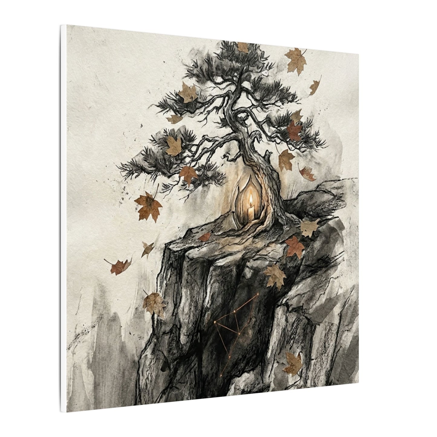 Pine Tree Autumn Canvas Art | Japandi Earthy Design