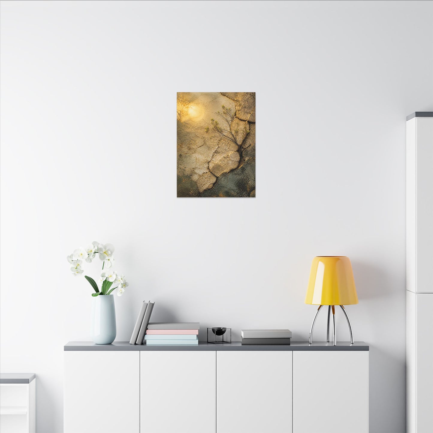 Cracked Earth Spring Canvas Art | Japandi Warm Design