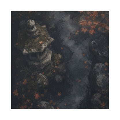 Stone Lantern Canvas Art | Autumn Japandi Texture Art