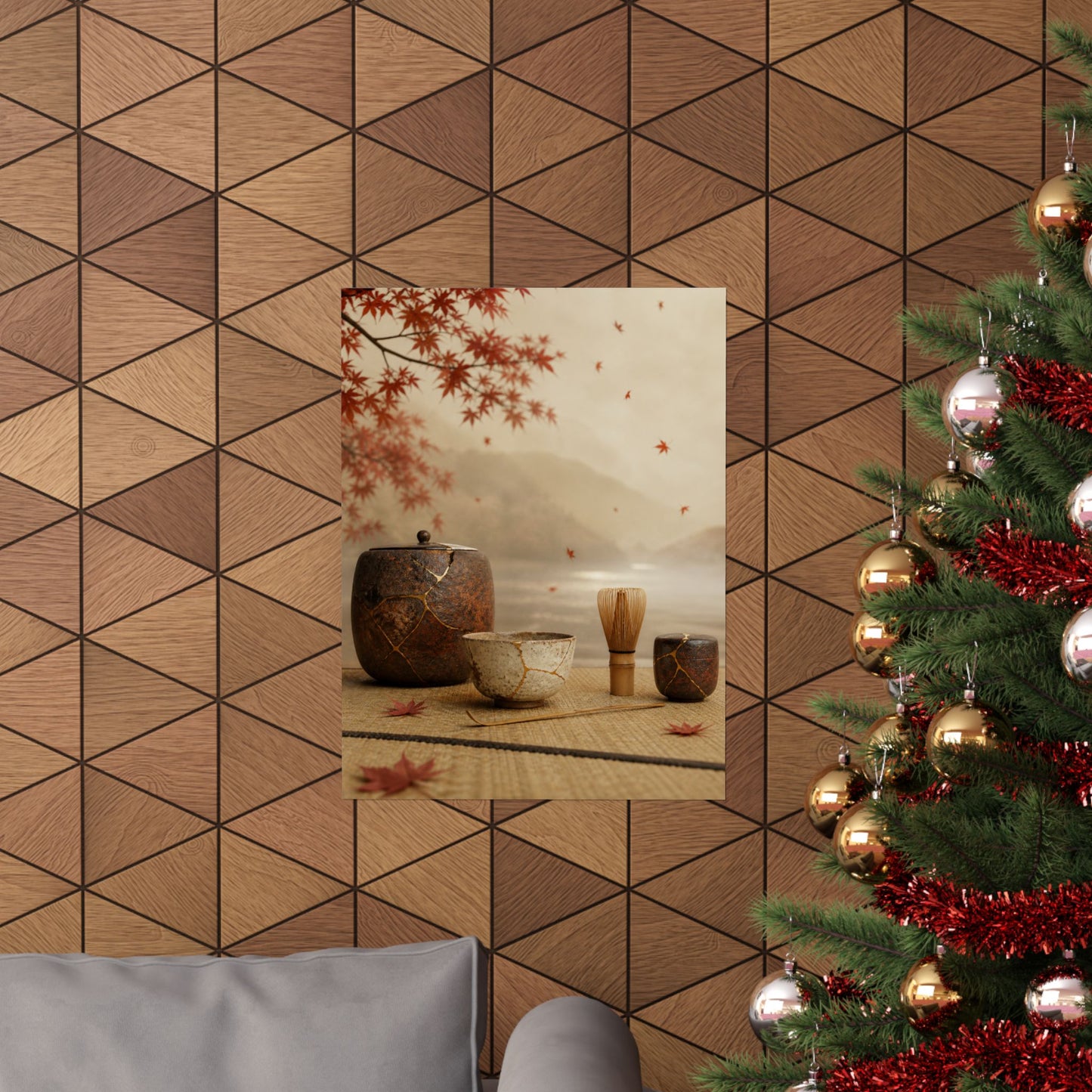 Kintsugi Tea Ceremony in Overcast | Gold Vein Wall Art Print