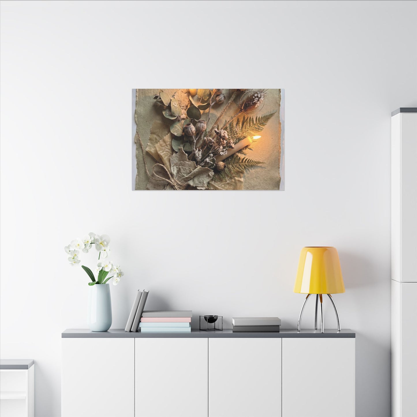 Dried Flowers Texture Canvas Art | Warm Japandi Art