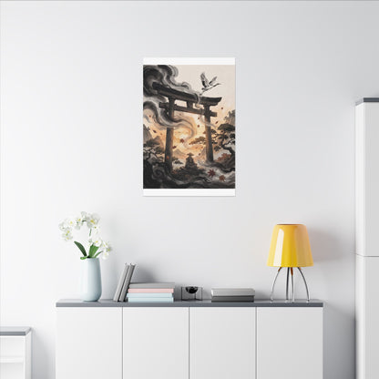 Torii Gate Ukiyo E Inspired Canvas Art | Serene Zen Art