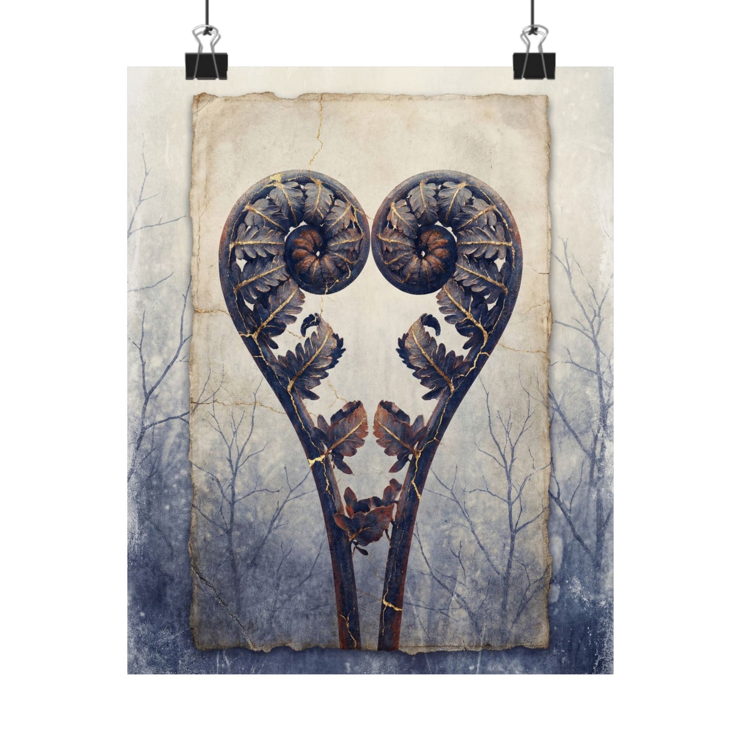 Overcast Fern Unfurling Wall Art Print - Kintsugi Kanso Art Print
