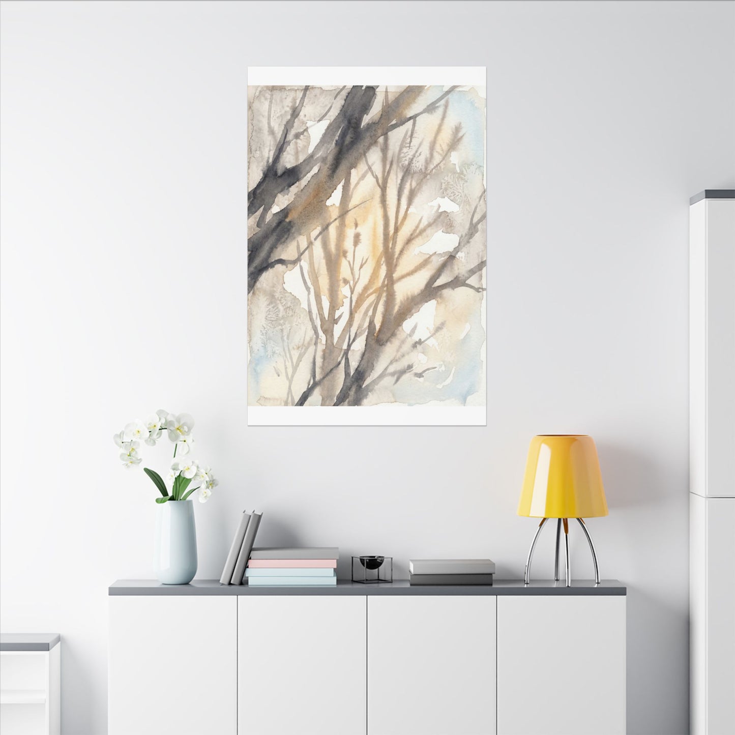 Ma Shadow Play Canvas Art - Japandi Watercolor