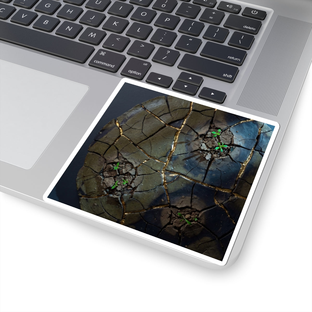 Cracked Earth Moody Minimal Sticker | Luxurious Dark Japandi Art