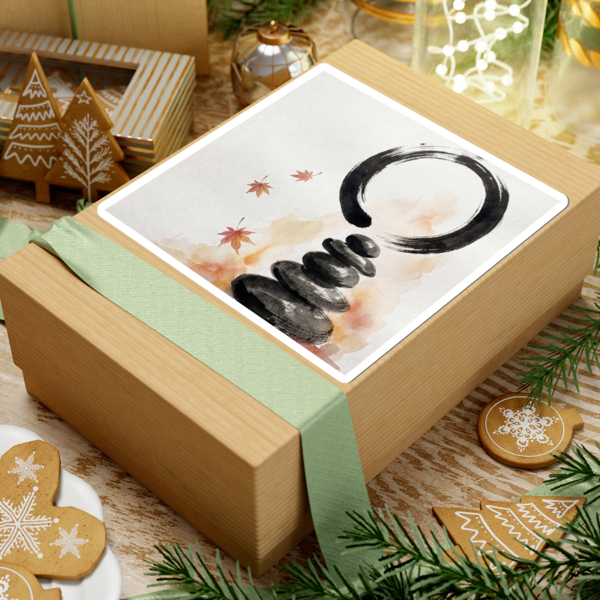 River Stones Sticker | Autumn Zen Enso Art Art Print