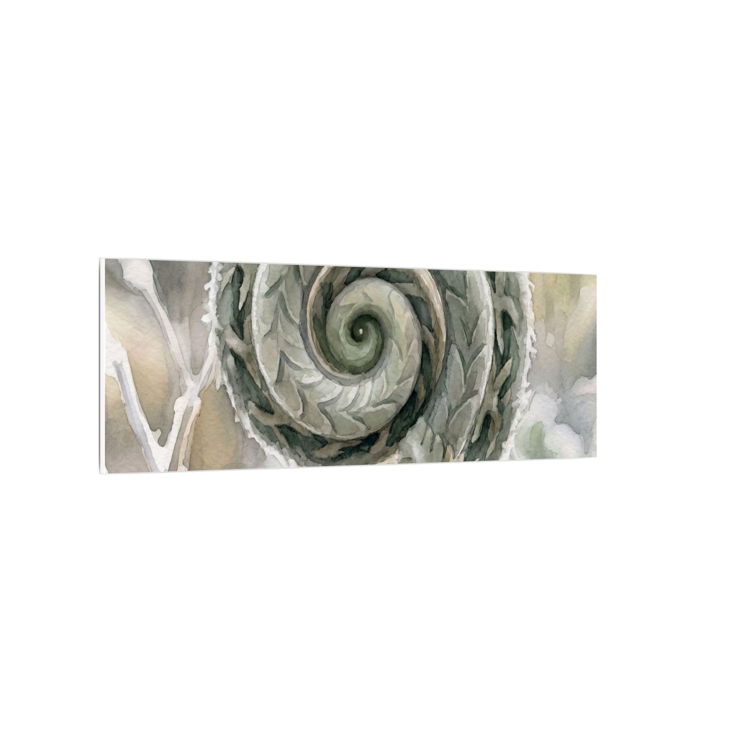 Winter Fern Unfurling Watercolor Canvas Art | Cozy Decor