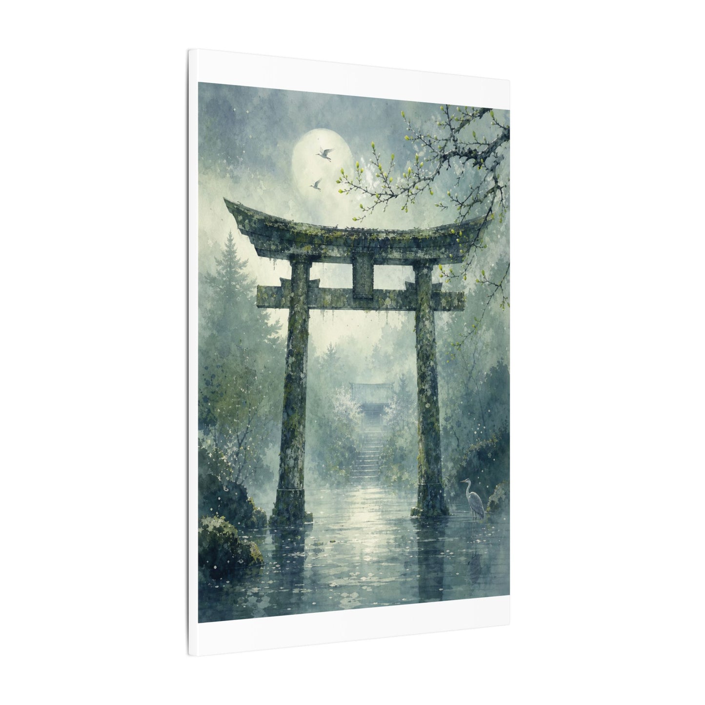 Earthy Torii Gate Canvas Art - Watercolor Japandi