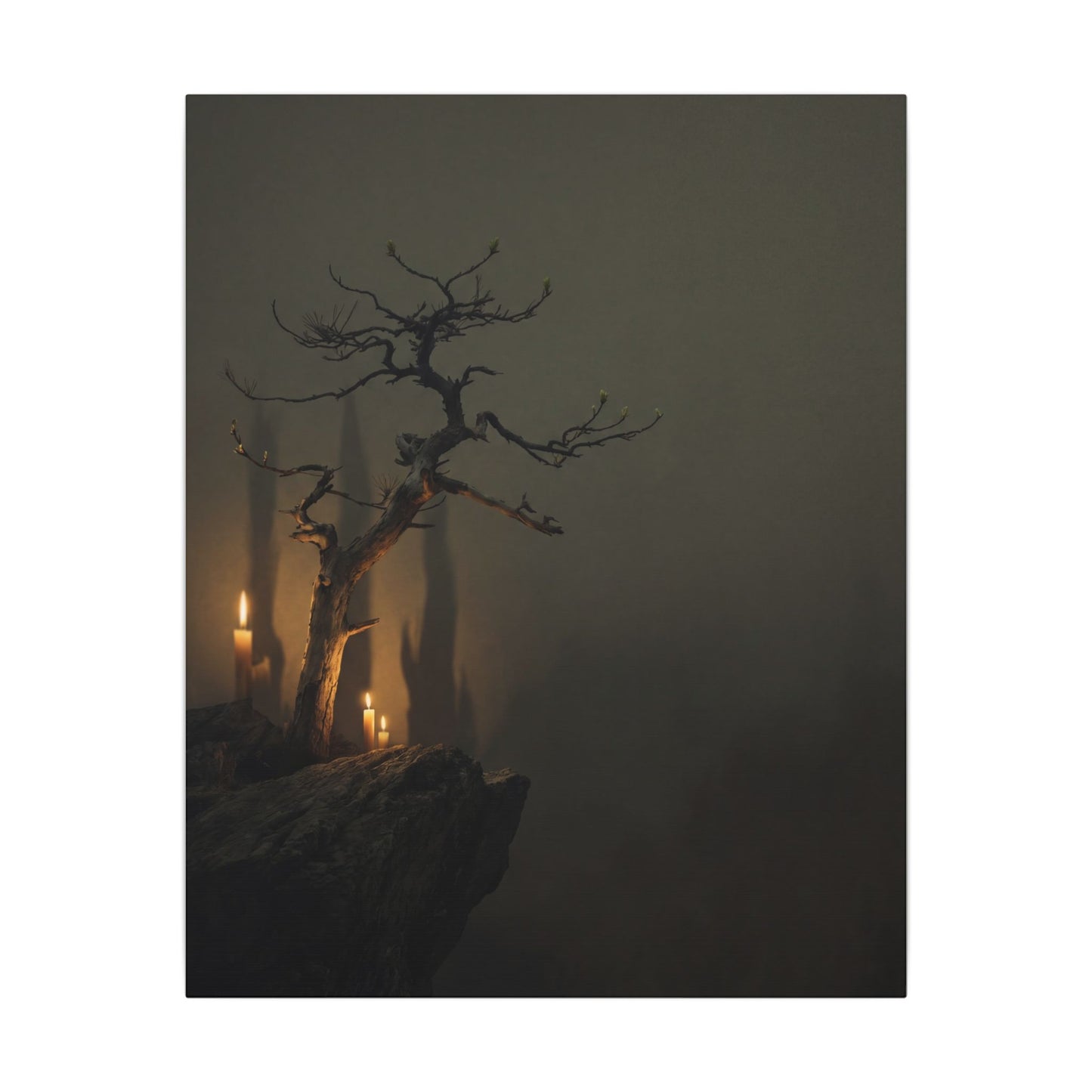 Ma Pine Tree Canvas Art - Dark Japandi Shadow Zen