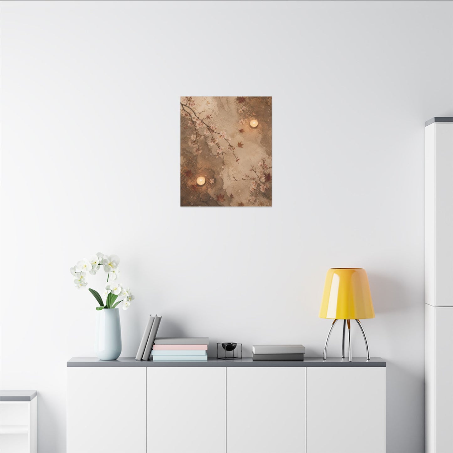 Cherry Blossom Canvas Art | Autumn Japandi Japanese Pattern Art