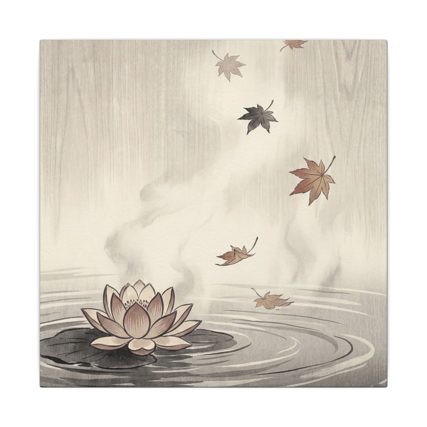 Lotus Flower Canvas Art | Autumn Zen Ukiyo E Inspired Art