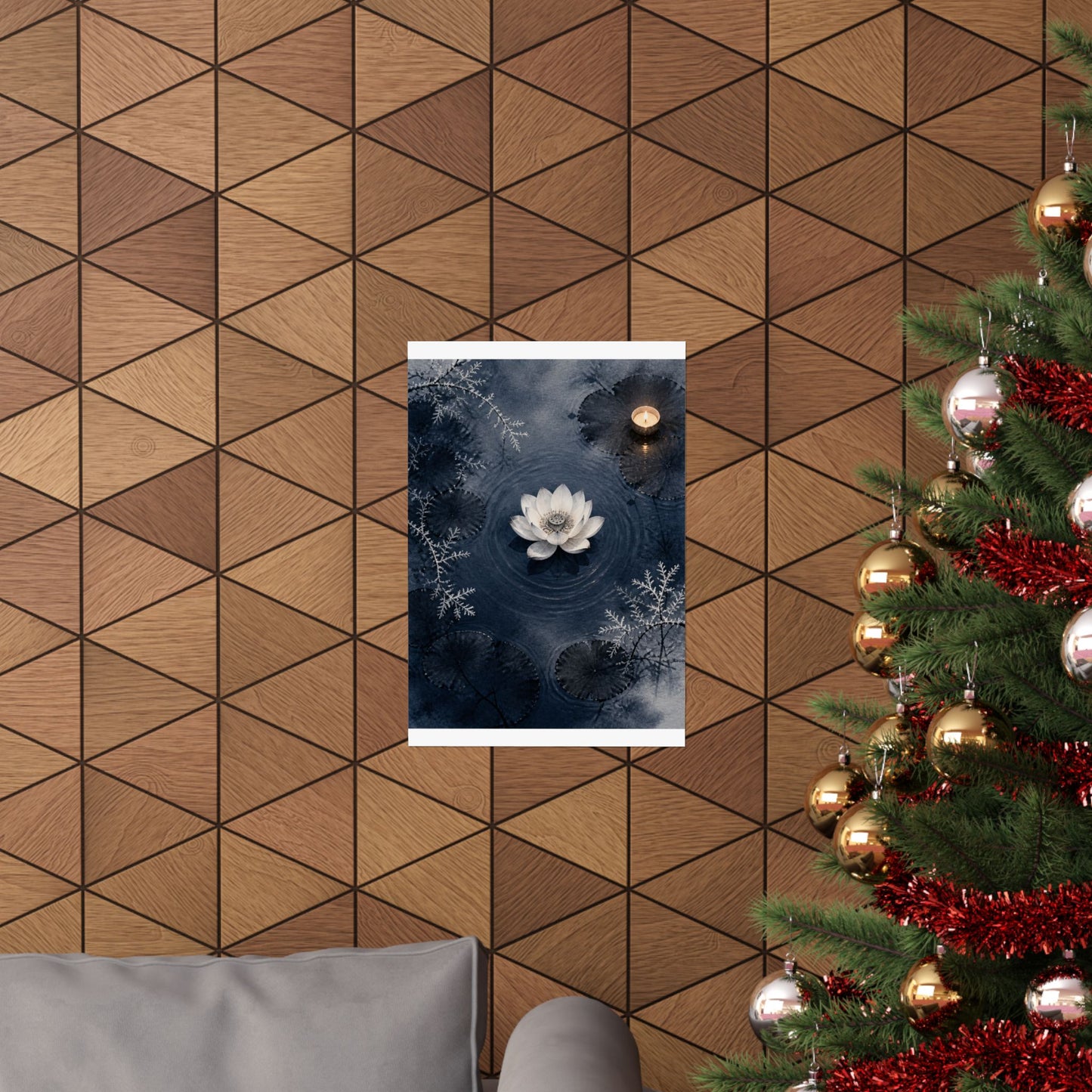 Lotus Flower Wall Art Print | Winter Zen Sumi E Art