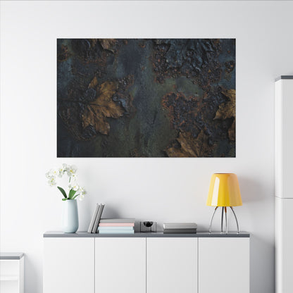 Shibui Rust Patina Canvas Art - Dark Japandi Charcoal Ink