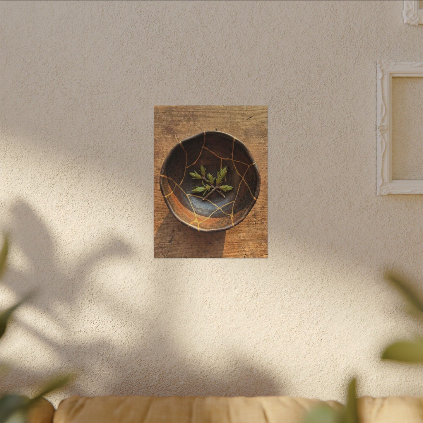 Ceramic Bowl Gold Repair Canvas Art | Resilient Kintsugi Art