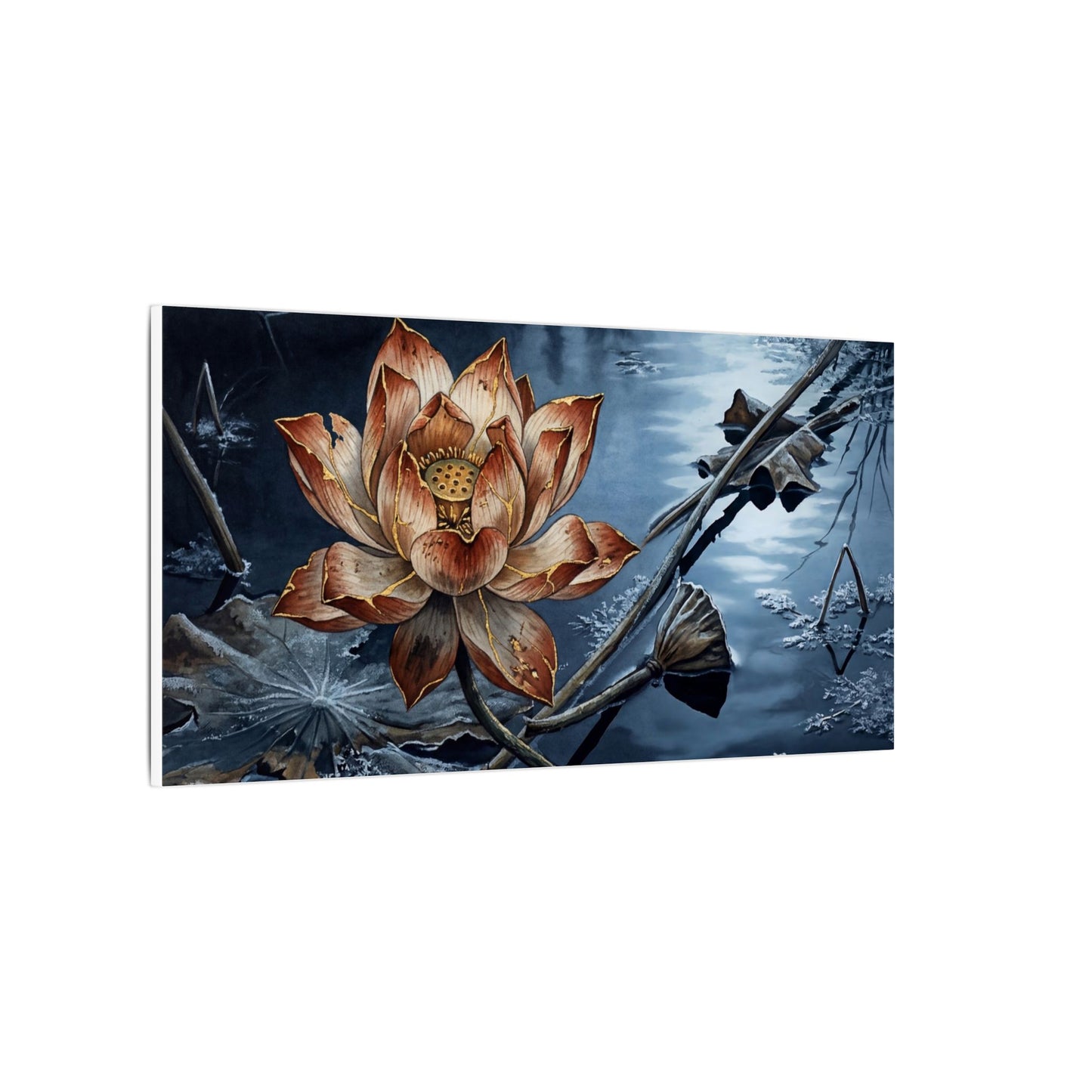 Winter Lotus Flower Broken Beauty Canvas Art | Healing Decor