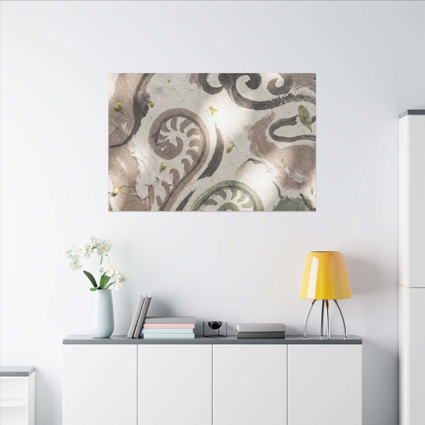 Dappled Ink Brushstroke Canvas Art - Japandi Ma