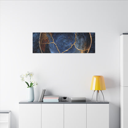 Kintsugi Ceramic Bowl in Moonlight | Crackle Gold Canvas Art