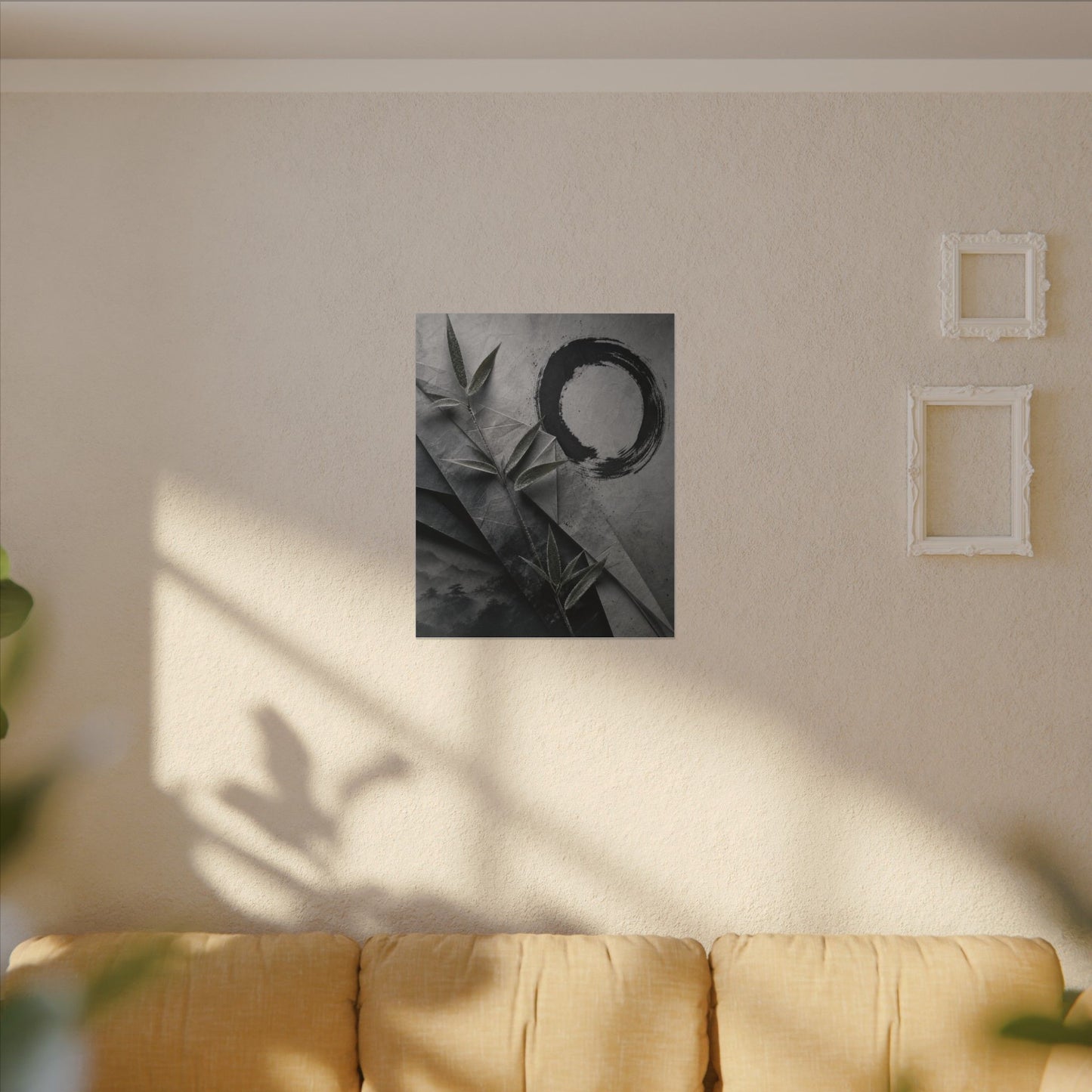 Winter Paper Fold Enso Canvas Art | Serene Decor