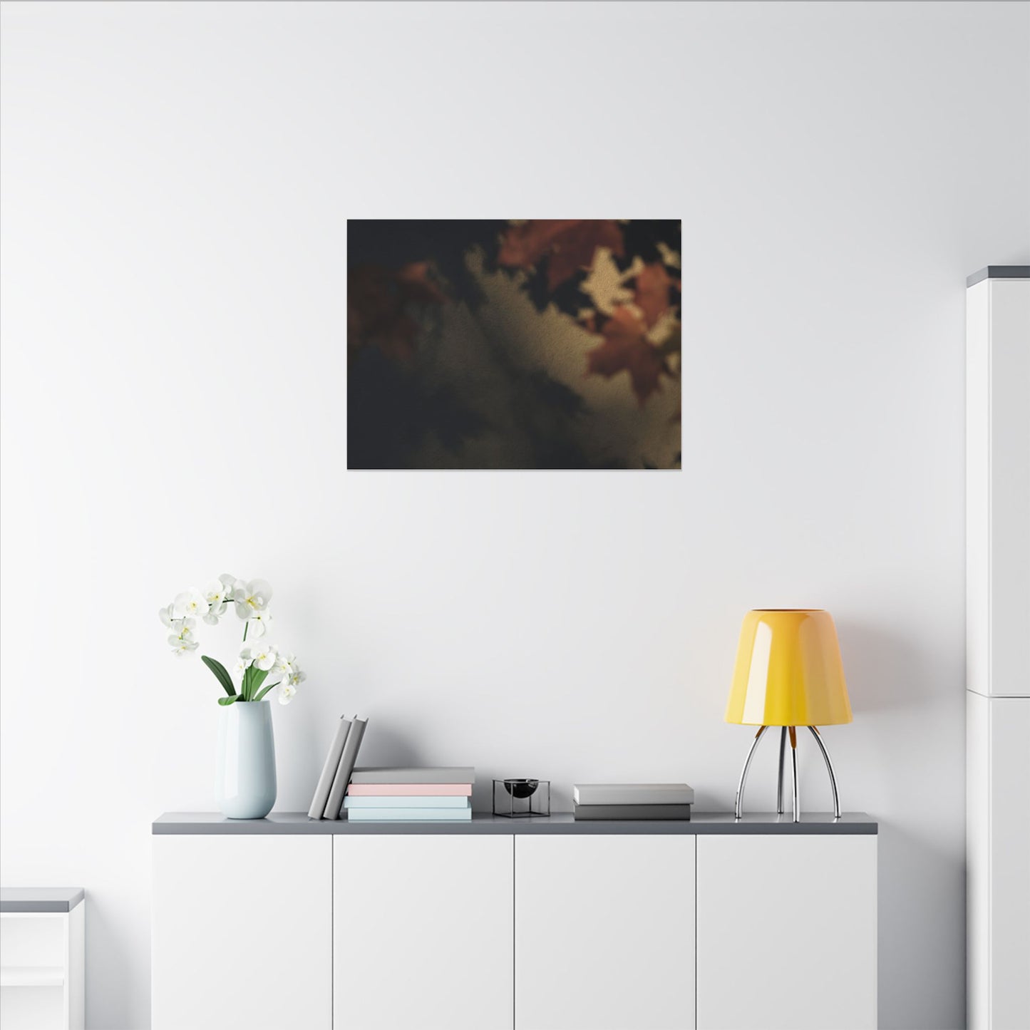 Shadow Play Canvas Art | Autumn Dark Japandi Moody Minimal Art