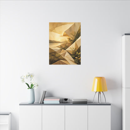Golden Hour Paper Fold Canvas Art - Japandi Ma