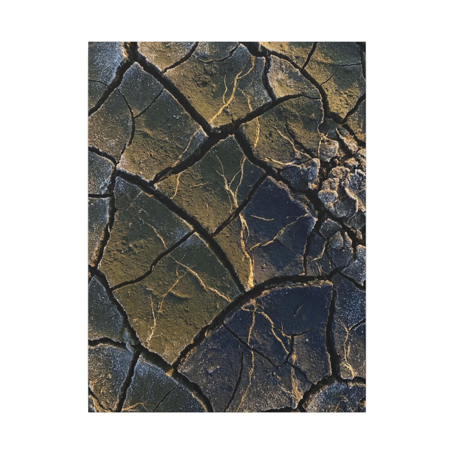 Winter Cracked Earth Moody Minimal Canvas Art | Atmospheric Decor