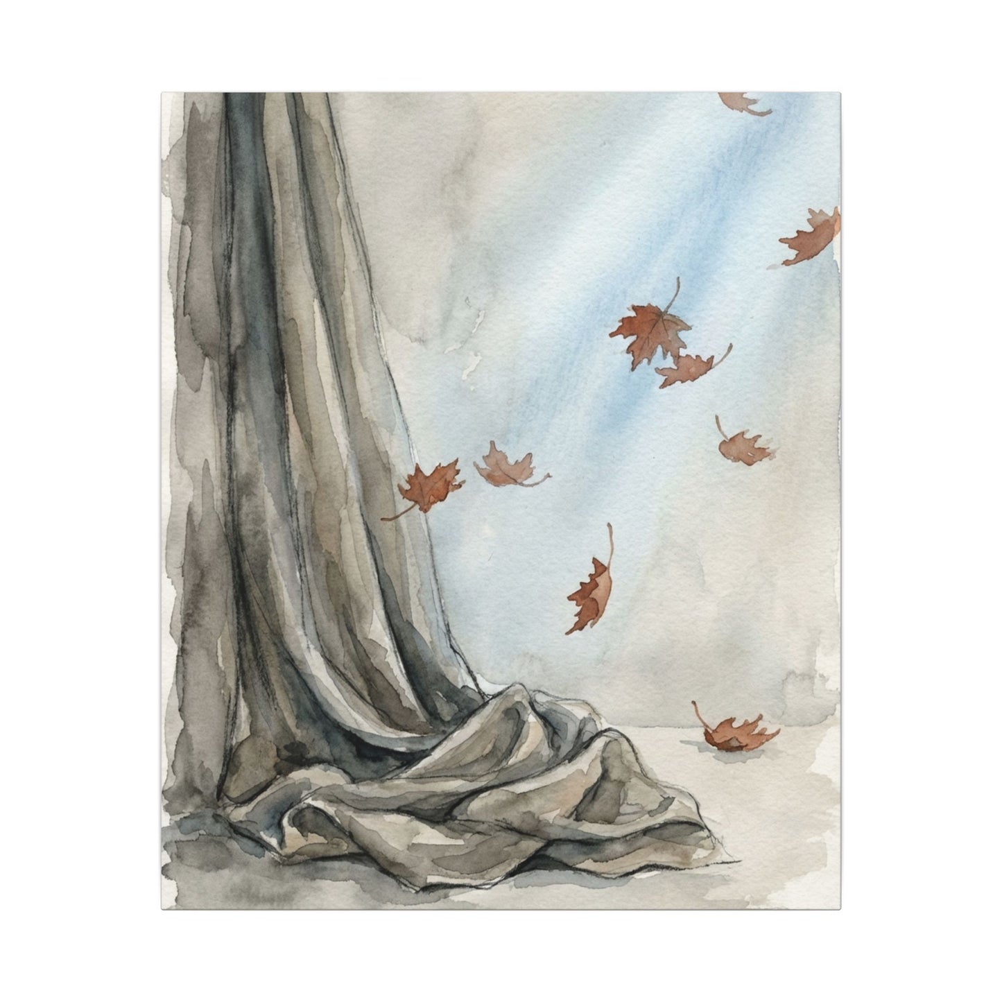 Ma Silk Drape Canvas Art - Japandi Watercolor
