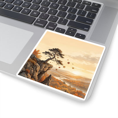 Japandi Pine Tree in Golden Hour | Japanese Pattern Sticker