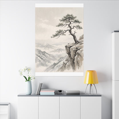 Seijaku Pine Tree Canvas Art - Japandi Japanese Pattern