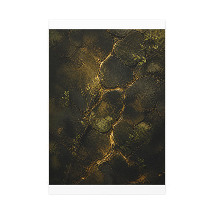 Shibui Cracked Earth Canvas Art - Dark Japandi Dark Texture