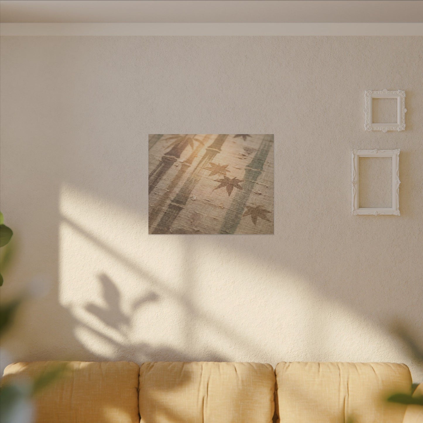 Autumn Bamboo Grove Japanese Pattern Canvas Art | Neutral Decor