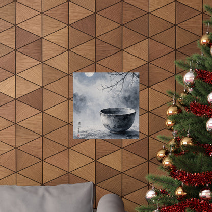 Winter Ceramic Bowl Sumi E Wall Art Print | Tranquil Decor